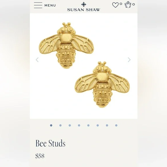 Susan Shaw Bee Earrings with Pearl Drop - no longer available on website. - Picture 2 of 4